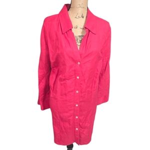Soft by Avenue Women's Pink Linen Rayon Blend Button Front Tunic Top‎ Size 30/32